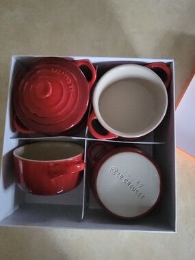Le Creuset Red Mini Cocotte Set - 4 Piece with Original Cook Book